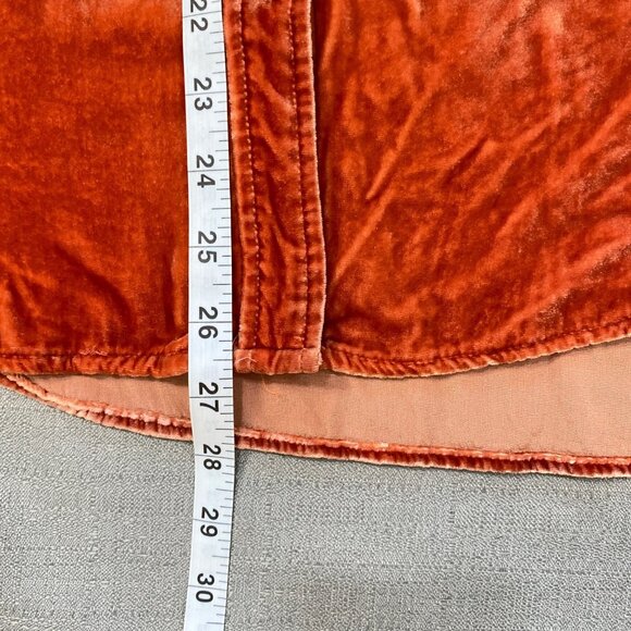 Anthro Holding Horses Rust Silk Blend Crushed Velvet Button Down Blouse Shirt XS - Picture 13 of 16
